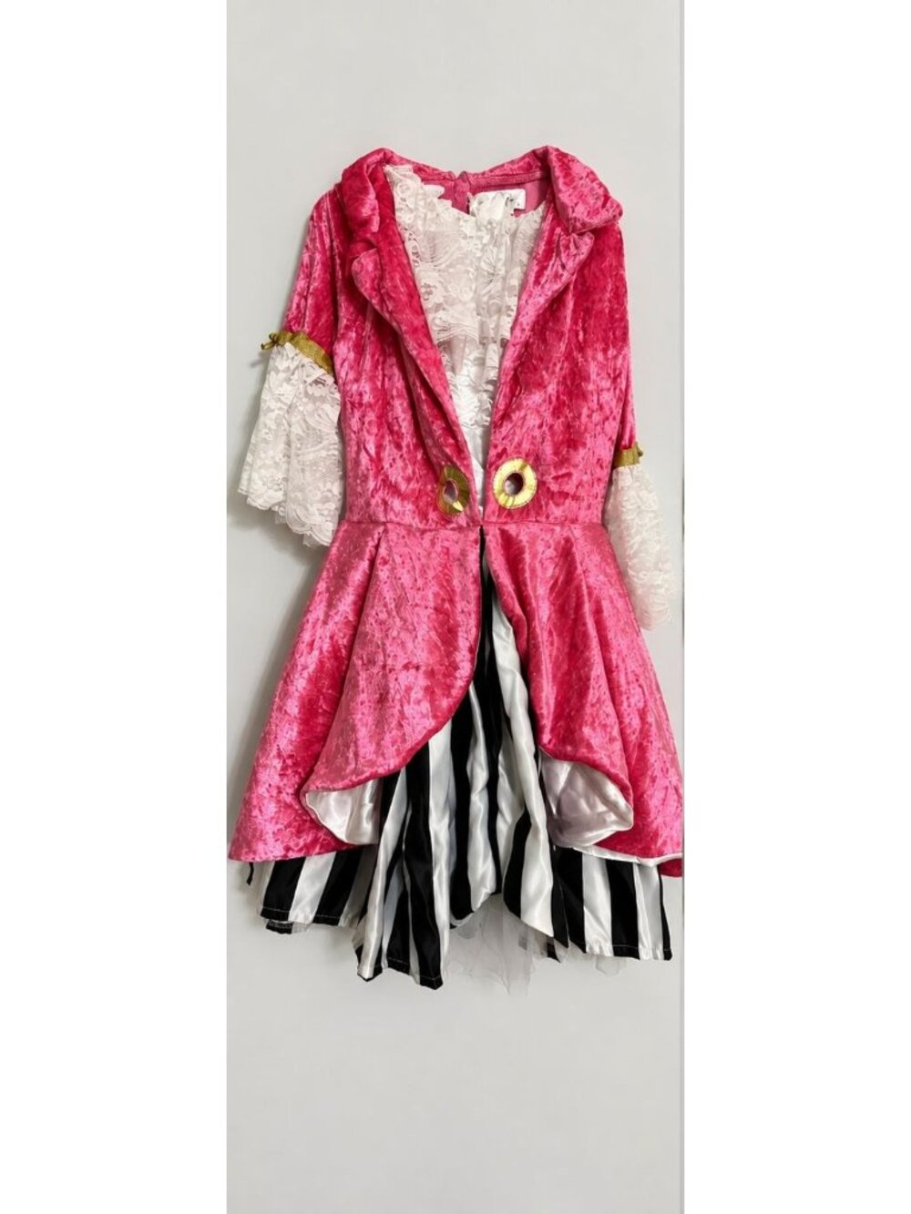 Girl Wishcraft Chasing Fireflies Pink Pirate Velvet Lace Costume Dress Size 10